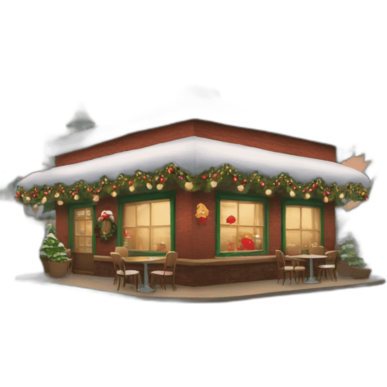 cafe with christmas hat emoji