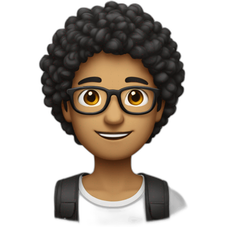 chico con lentes y pelo negro peinado para el costado izquierdo blanco y joven  emoji