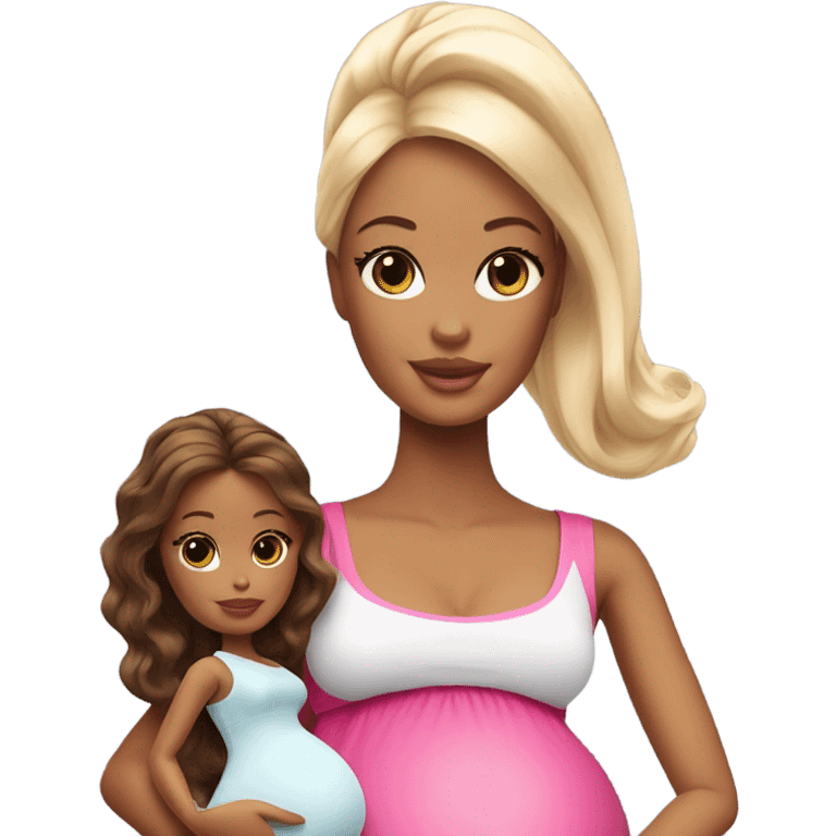 Pregnant barbie with doula emoji