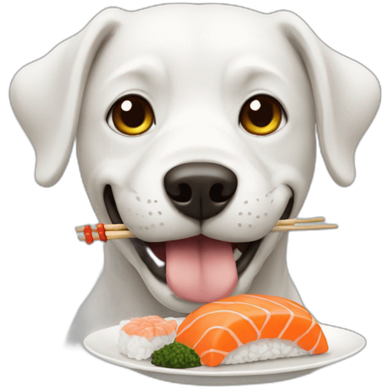 Dog eating sushi emoji