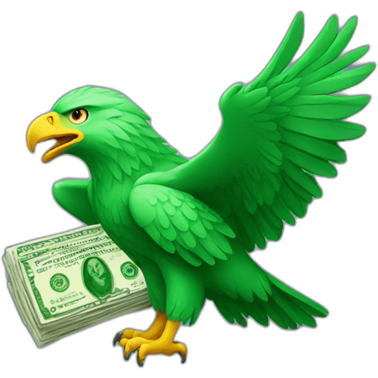 green eagle with money emoji