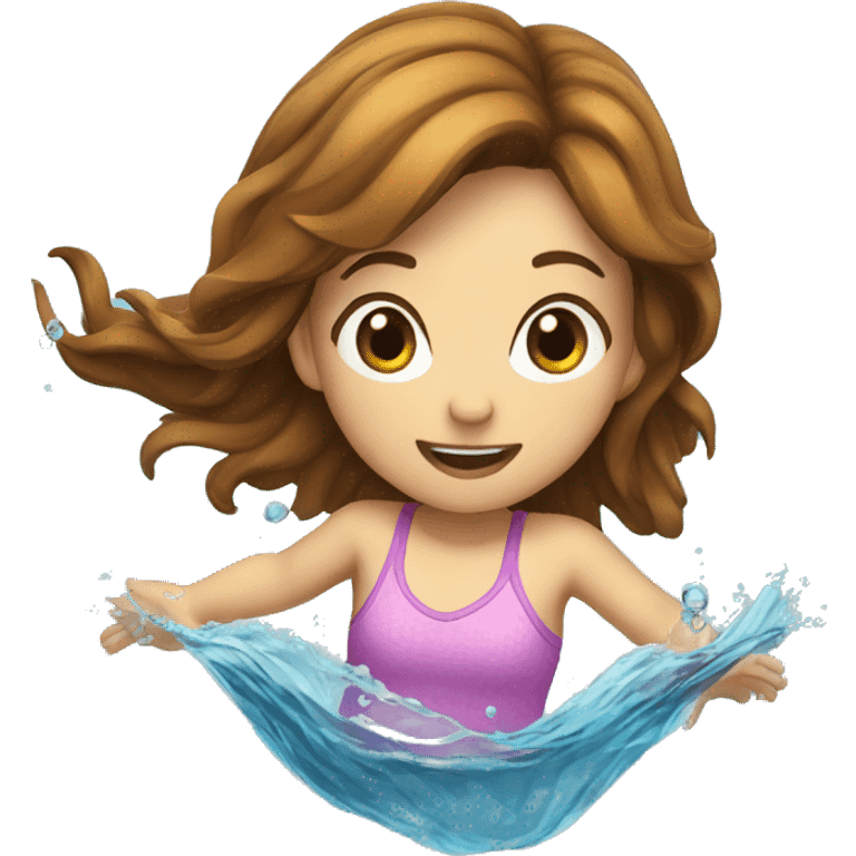 girl fish with brown hair jumping out of water emoji