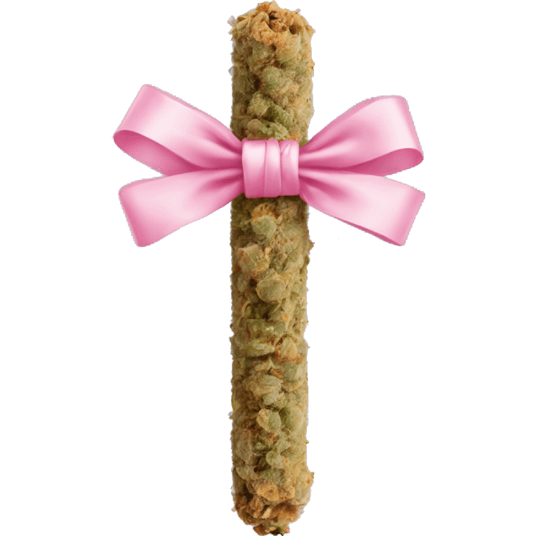 Rolled cbd blunt with a baby pink ribbon on it emoji