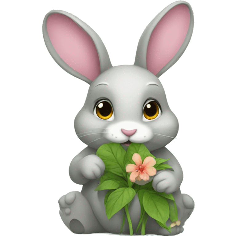 Bunny eating flower emoji