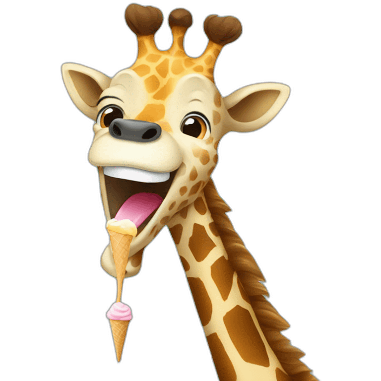 Giraffe laughing with an ice cream emoji