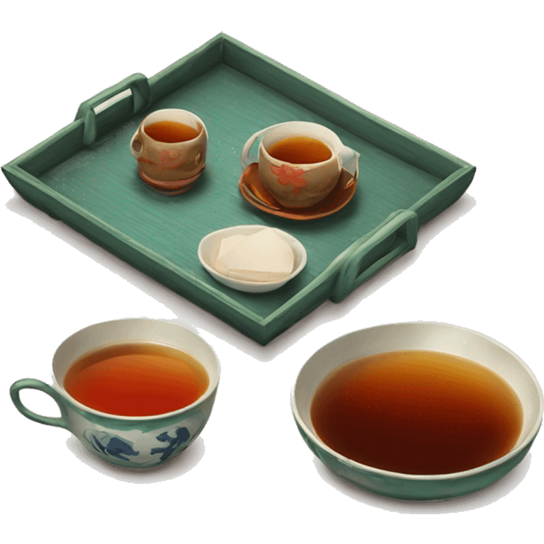 chinese tray with tea emoji