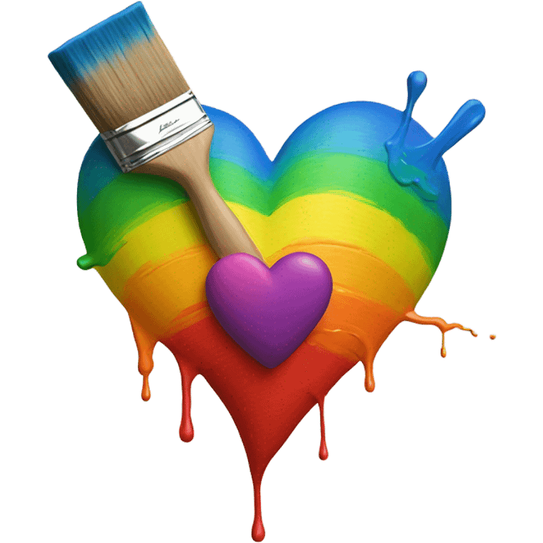 A rainbow heart with a paint brush crossing it  emoji