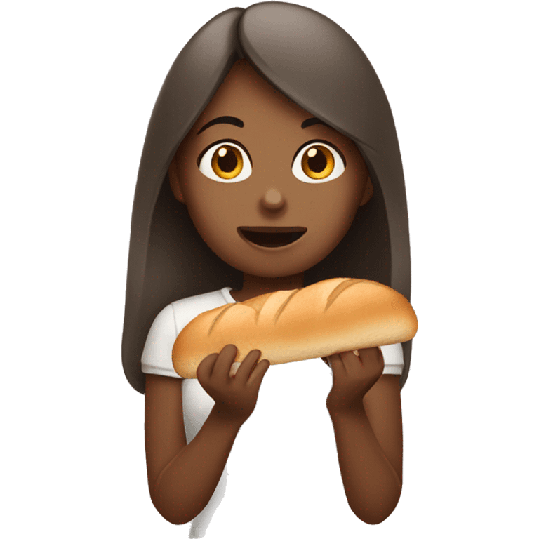 girl eating bread emoji