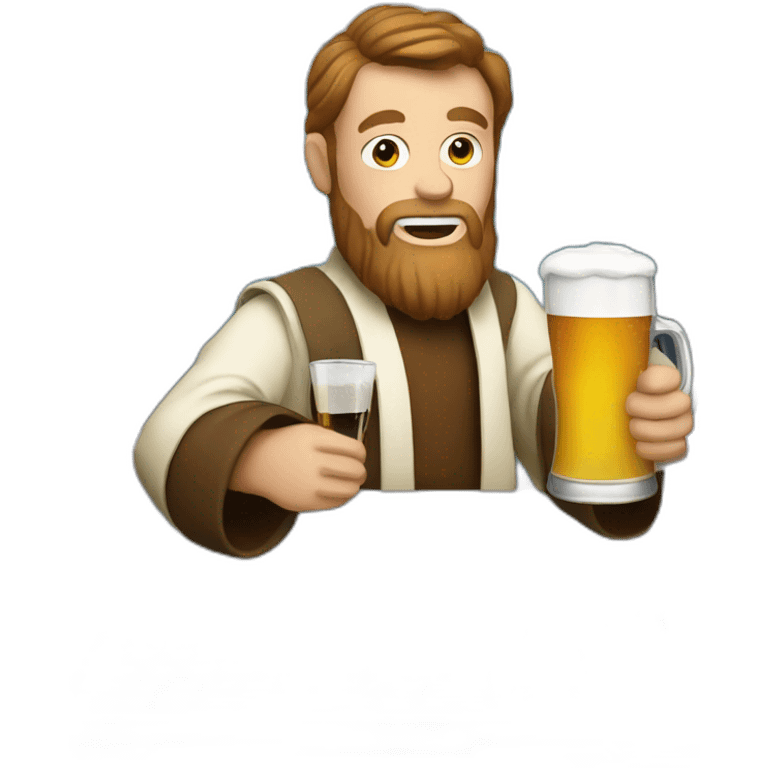 obiwan holding a beer and a computer emoji