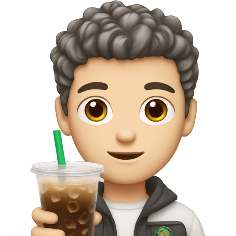 white boy with boba tea emoji