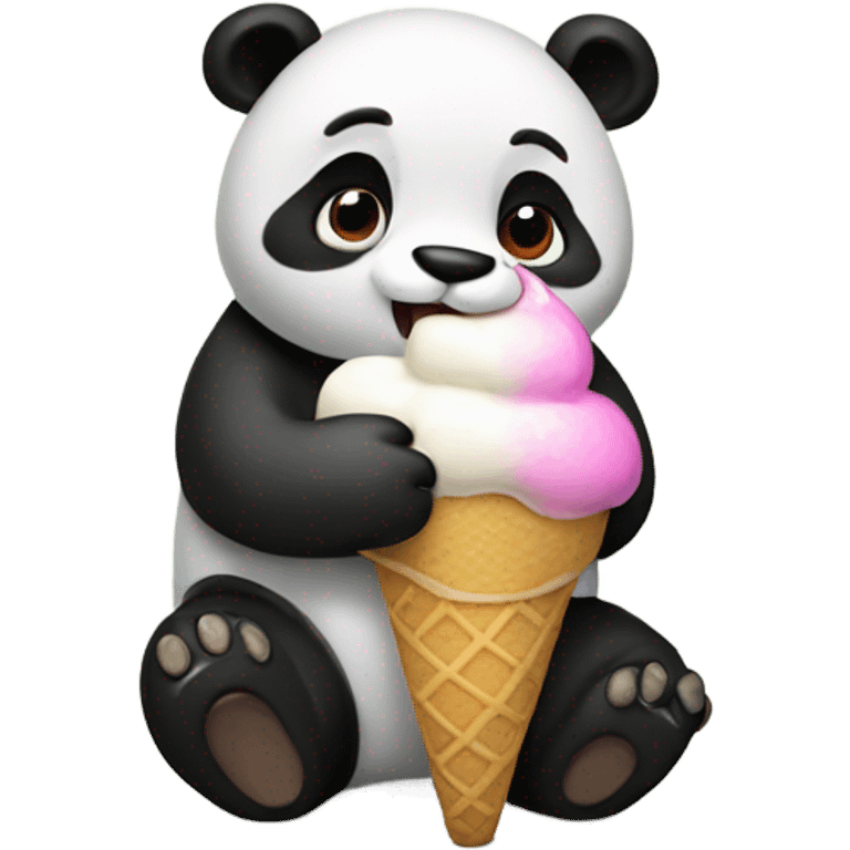 Panda eating ice cream emoji