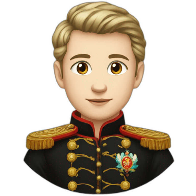 Young tsar of Russia in black cossack shirt emoji