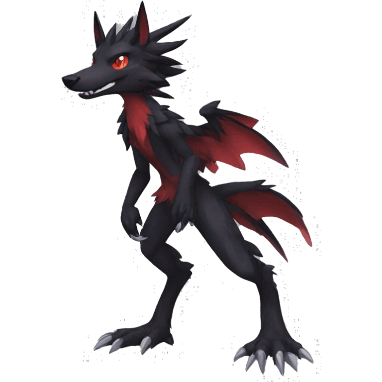 Anthro cool black red nargacuga sergal animal hybrid Fakemon full body emoji