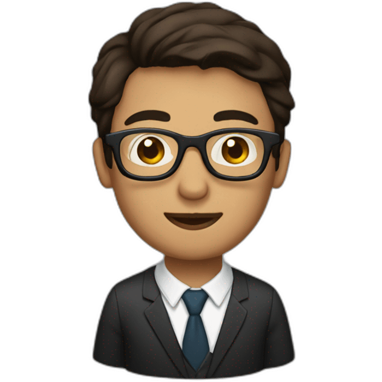 man with laptop, round glasses, dark brown hair and side parting emoji