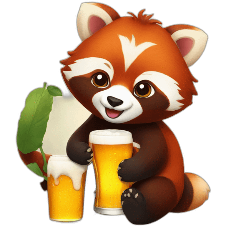 red panda drinks beer emoji