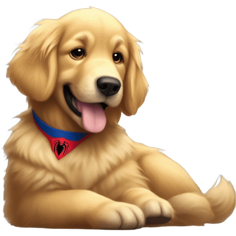 Golden Retriever Ln. on Spider-Man’s lap emoji