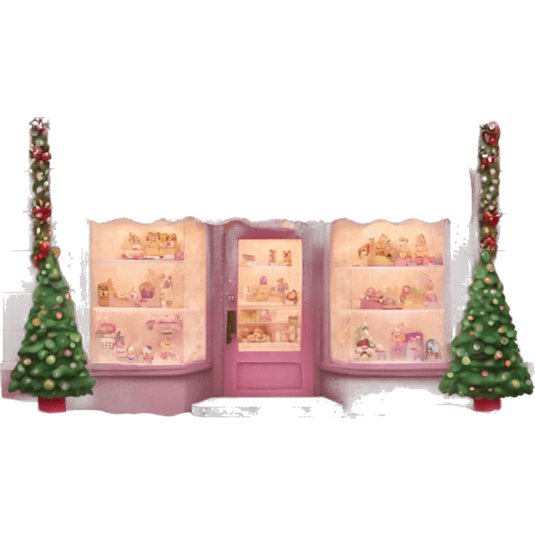 pink storefront decorated for christmas emoji