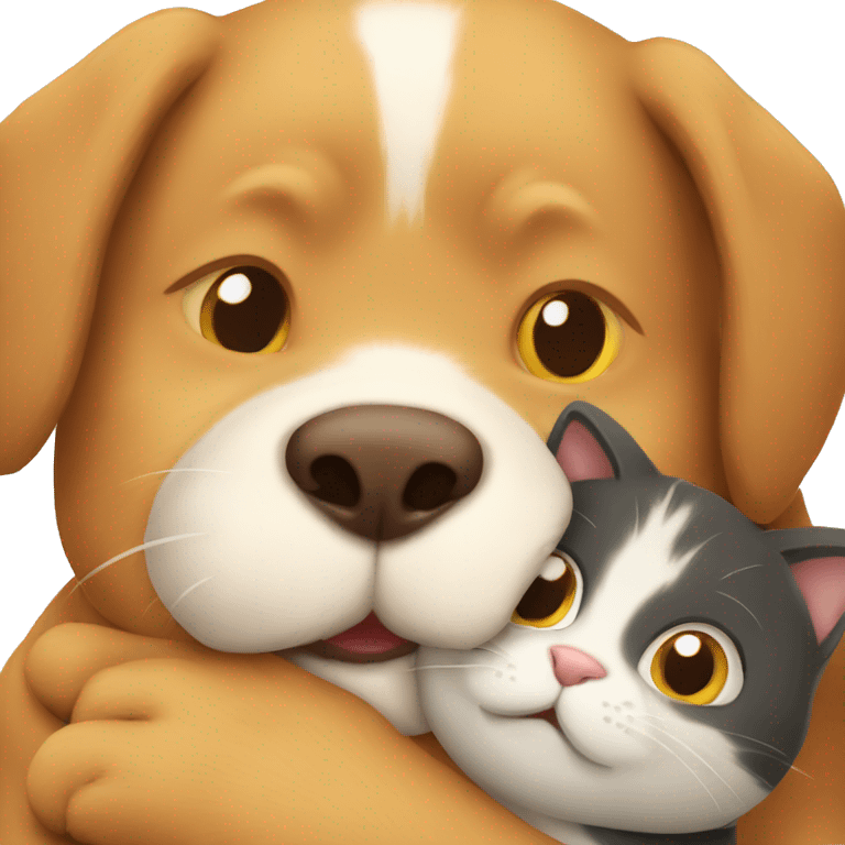  Cat hugging dog emoji