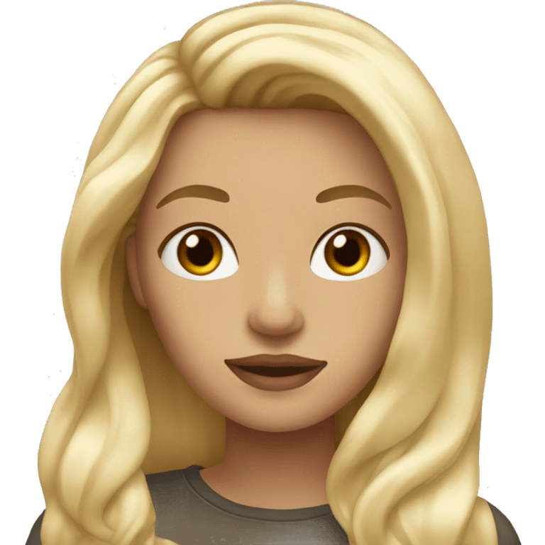 blonde girl long hair with starbucks emoji