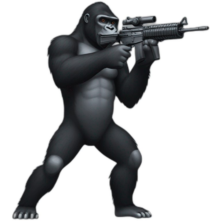 Gorilla shooting m16 emoji