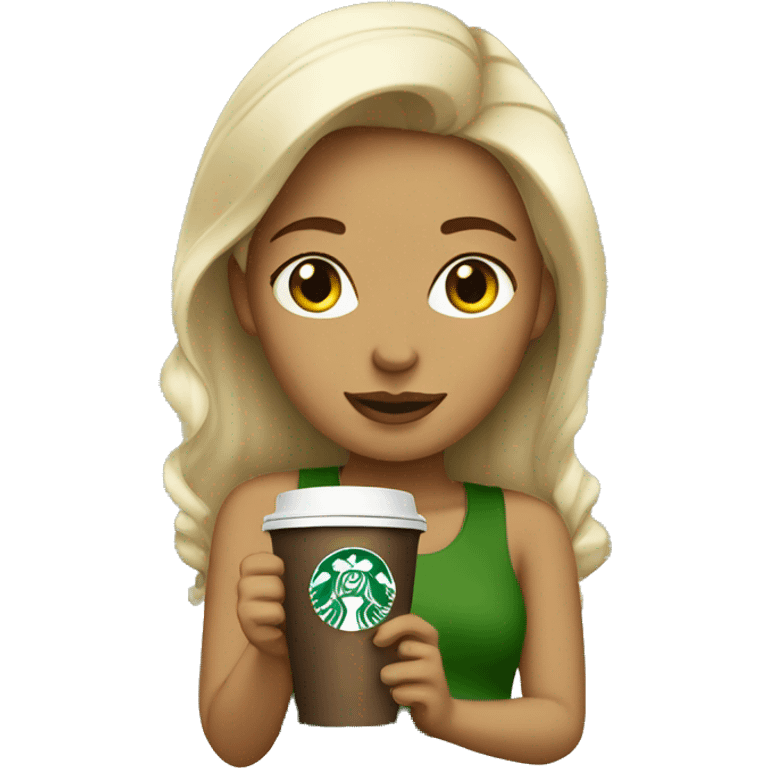 Clean girl drinking starbucks coffee emoji