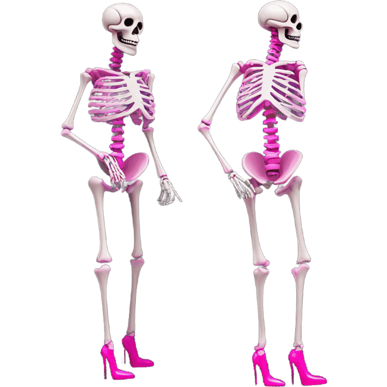 Skeleton wearing extremely tall hot pink high heels  emoji