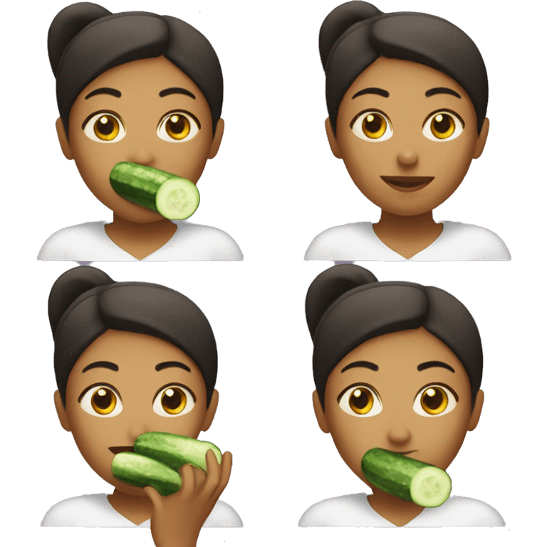 Woman eating cucumber emoji