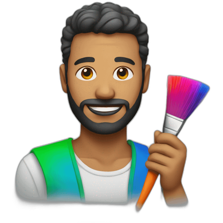 man with a colourful brush in his hand  emoji