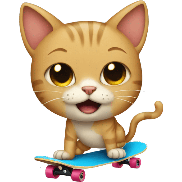 cat crying while skateboarding emoji