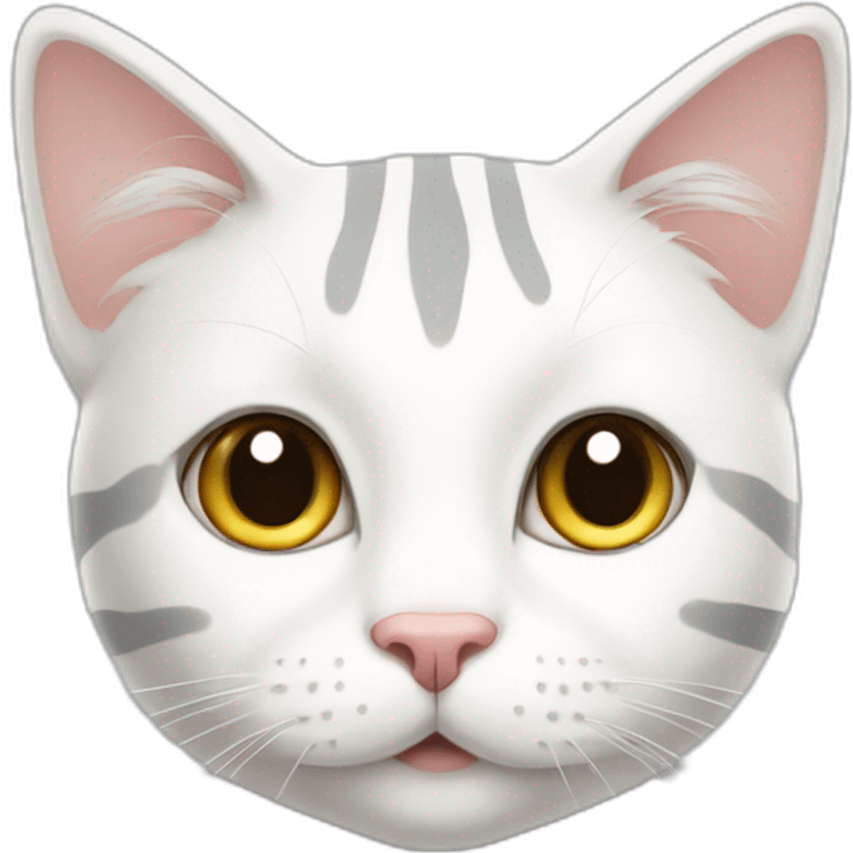 Sweet white cat with grey stripes  emoji