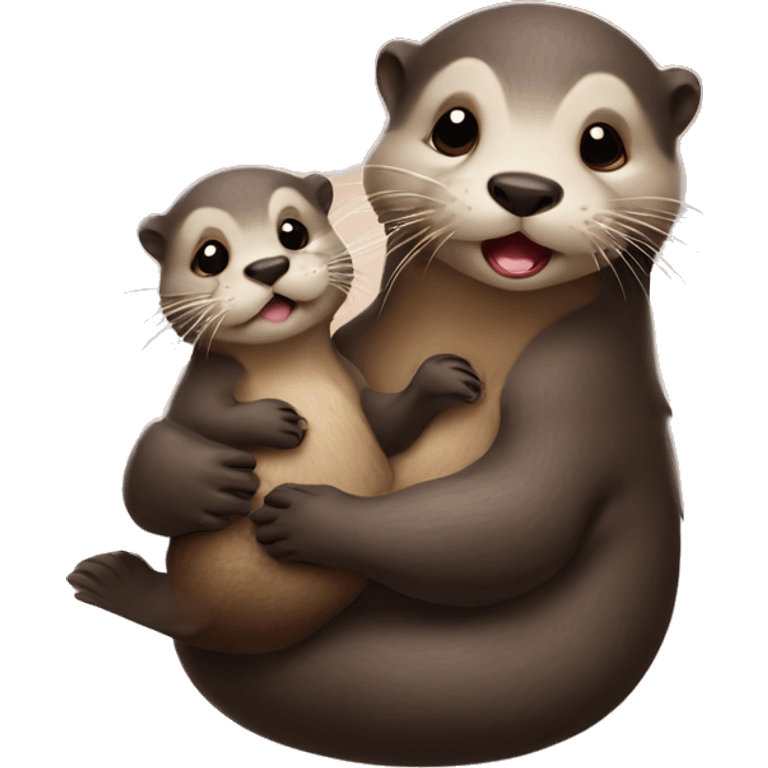 otter holding a baby otter emoji