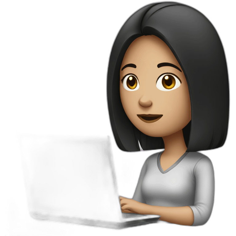 Dark haired girl with computer emoji