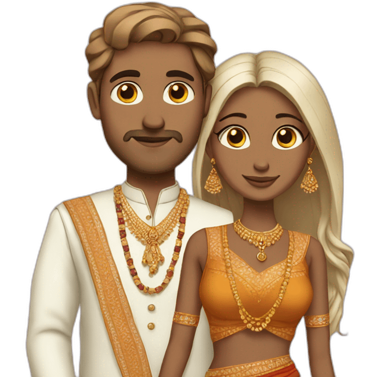 White couple Indian outfit emoji