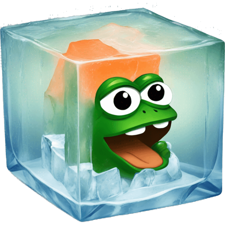 pepe the frog inside an icecube emoji