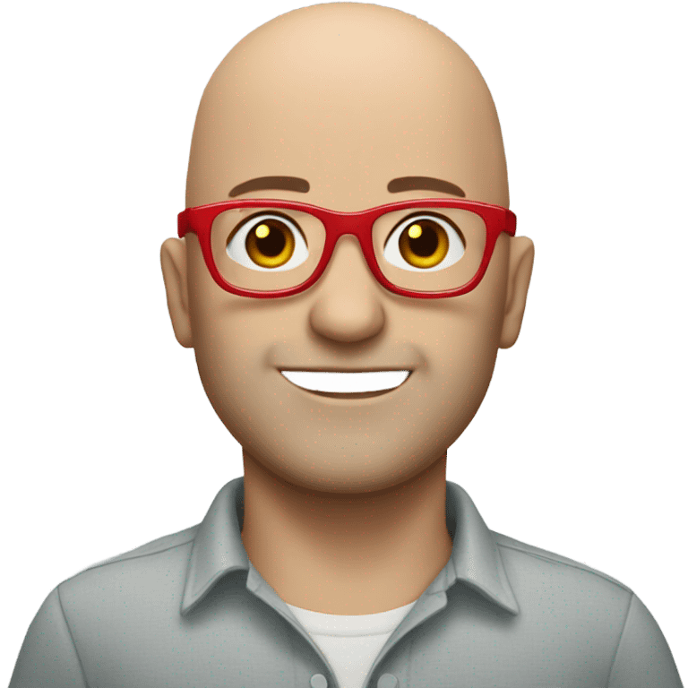 Bald white man using red glasses emoji