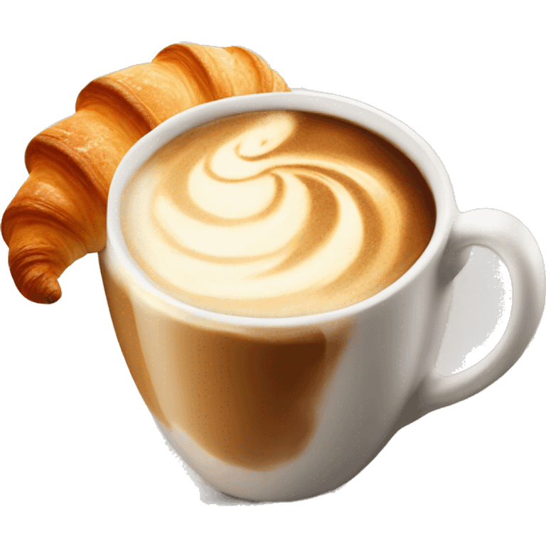 Cup of cappuccino with croissant emoji