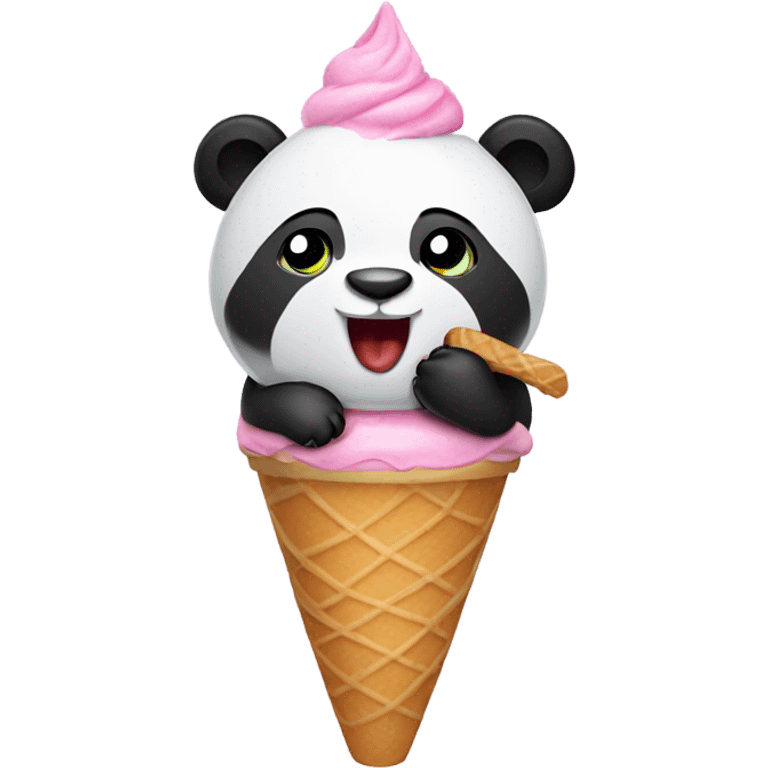 Panda eating ice cream emoji