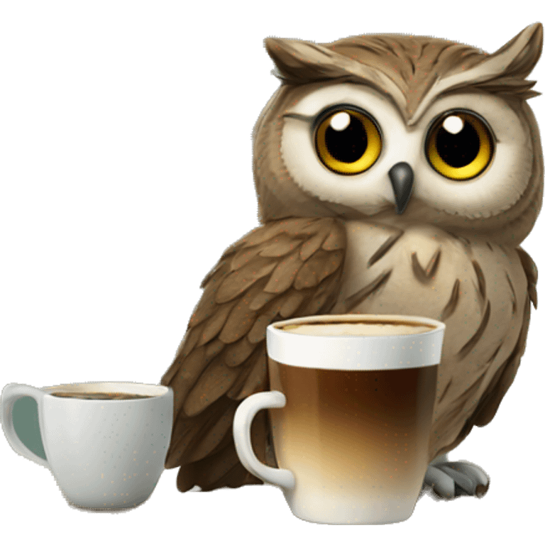 owl drinking coffee emoji