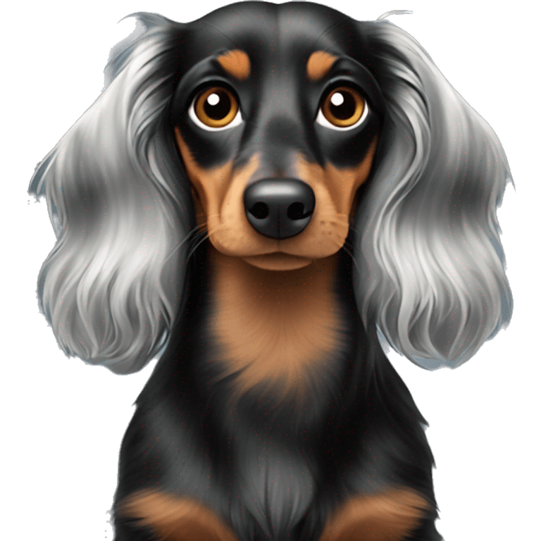 Long haired black merle dachshund  emoji