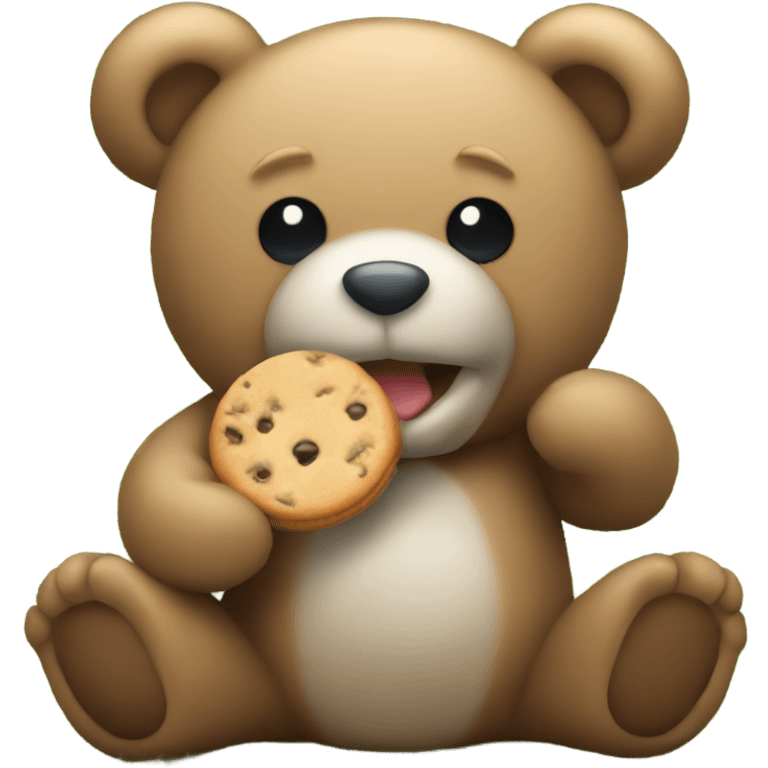 Teddy bear eating a cookie sitting on grass emoji