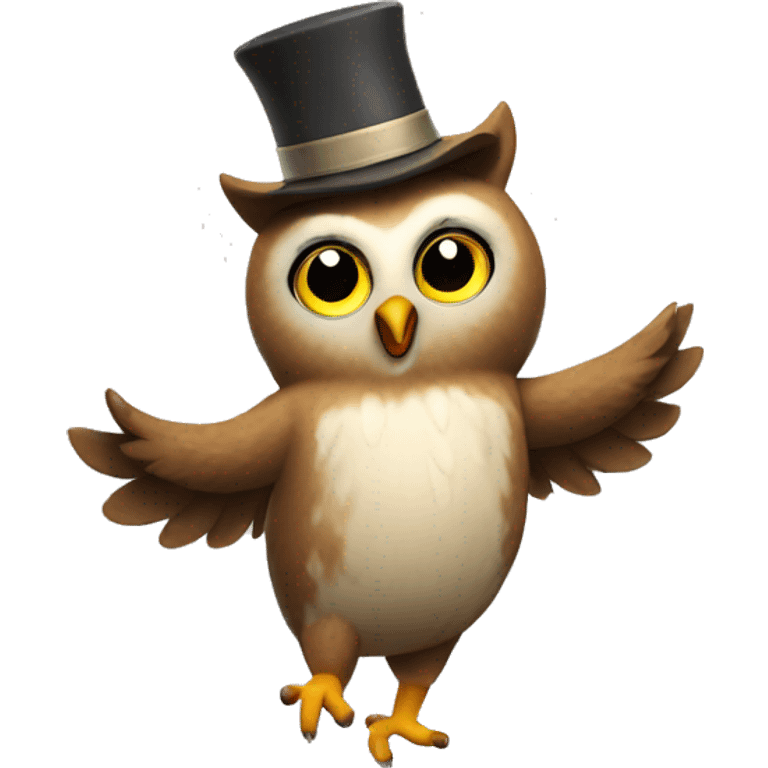 Owl wishing happy birthday and dancing emoji