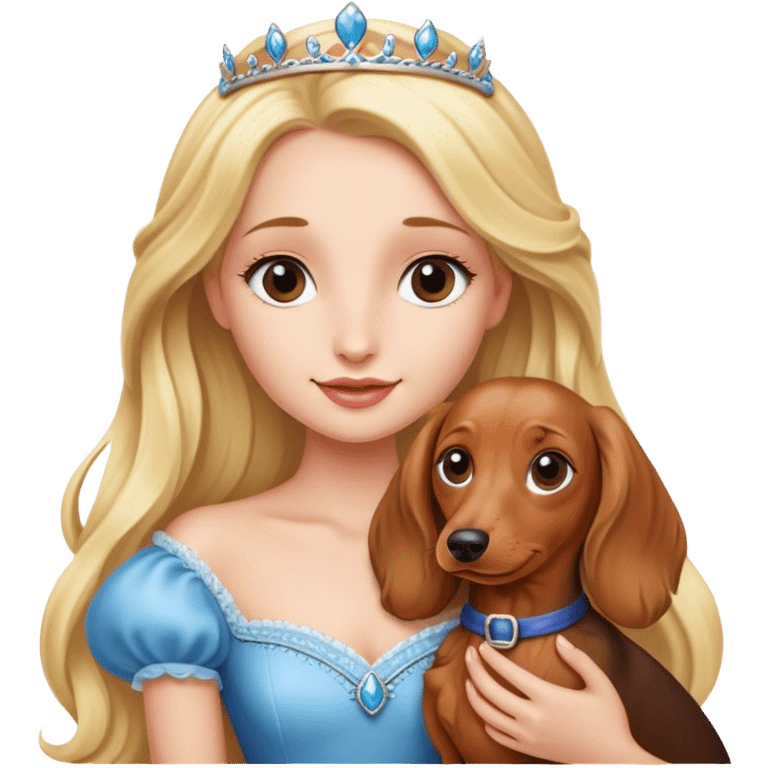 Blonde princess holding a Long haired dachshund  emoji