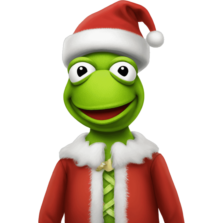 Full body Kermit with Santa outfit emoji