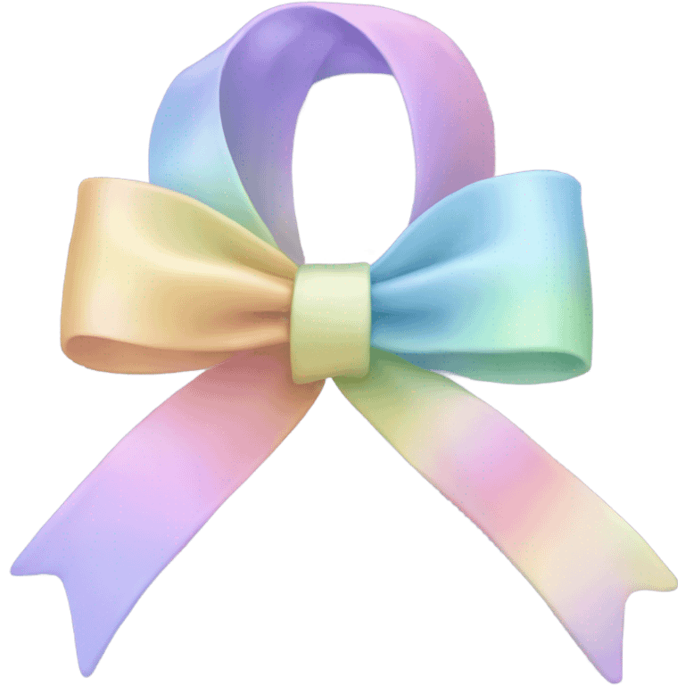 Pale pastel rainbow ribbon emoji