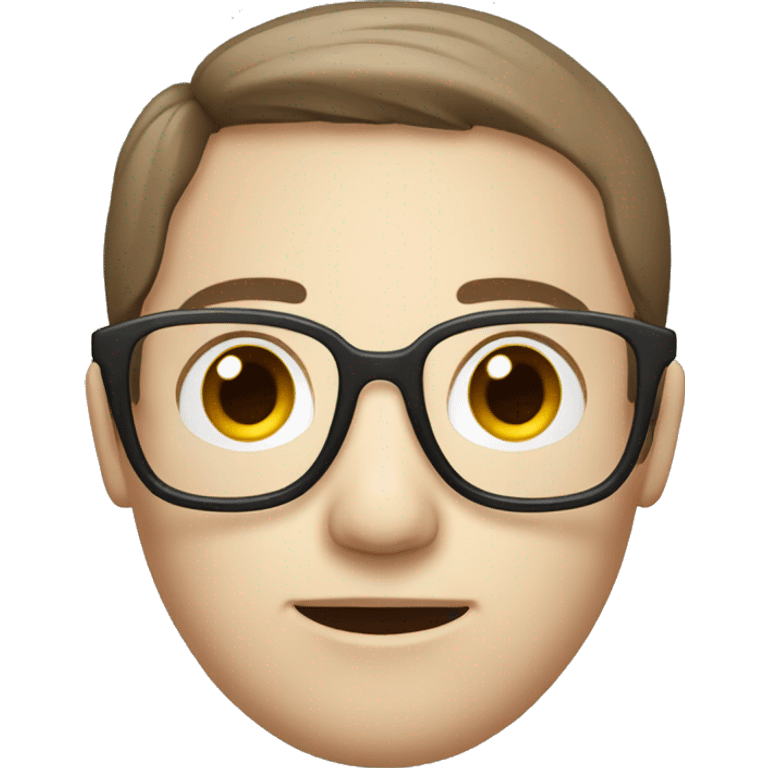 human head with white skin and brown hair with glasess  emoji