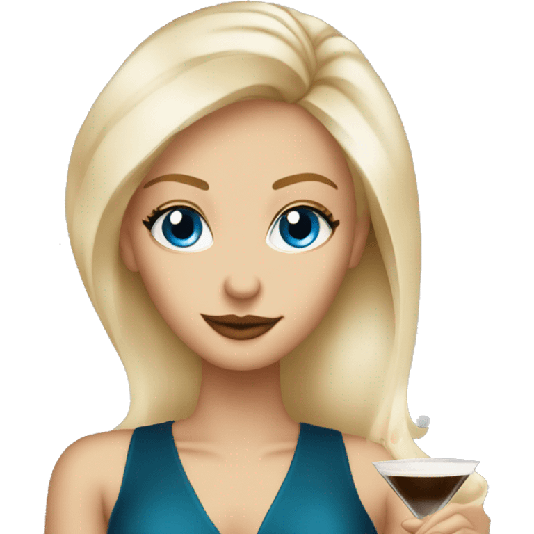 blonde blue eyed girl with espresso martini  emoji