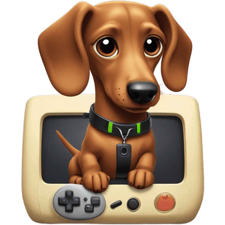 Weenie dog playing video games emoji