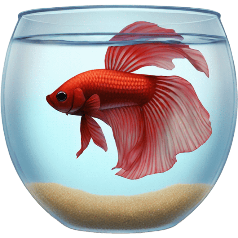 Over halfmoon Betta fish in bowl  emoji