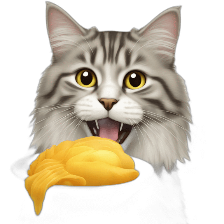 siberian cat eating duck magret emoji