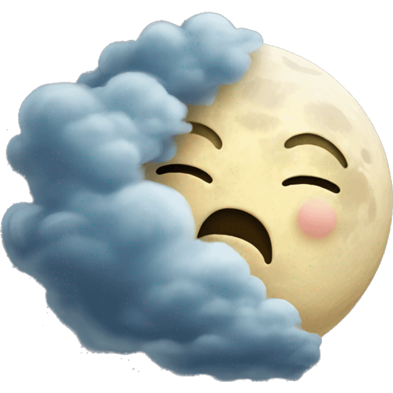 Moon with a cloud emoji